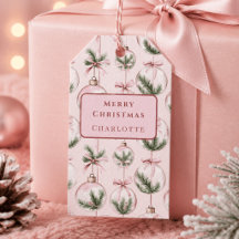 Moderne rosa Weihnachtsornament-Geschenkkarte
