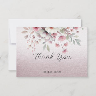 Moderne rosa weiße Flora Dankeschön Karte