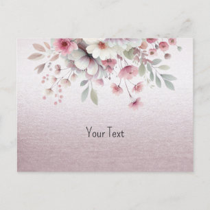 Moderne rosa weiße Floral-Postkarte Postkarte