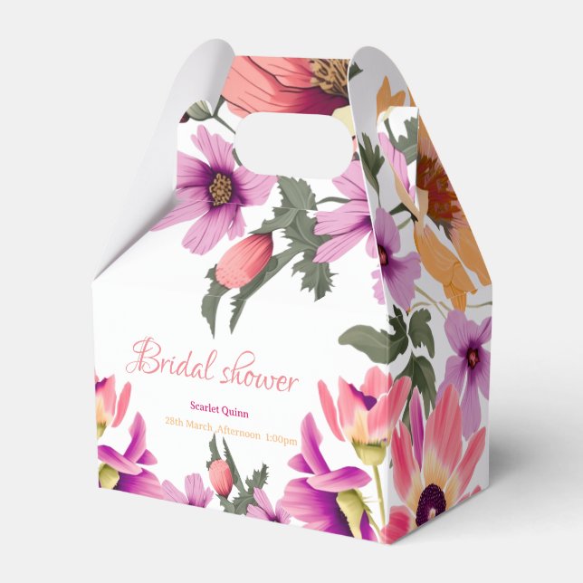 Moderne, rosa Wildblume #4 Brautparty Geschenkschachtel (Vorderseite)