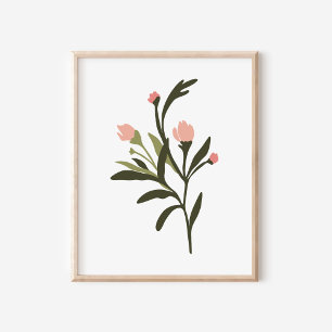Moderne rosa Wildblumen Illustration Art Poster