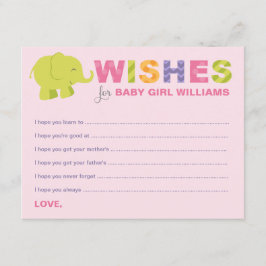 Moderne rosa Wünsche für eine Baby Girl Elephant D Hinweiskarte