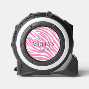 Moderne Rosa Zebra Individuelle Name Tape Measure Maßband