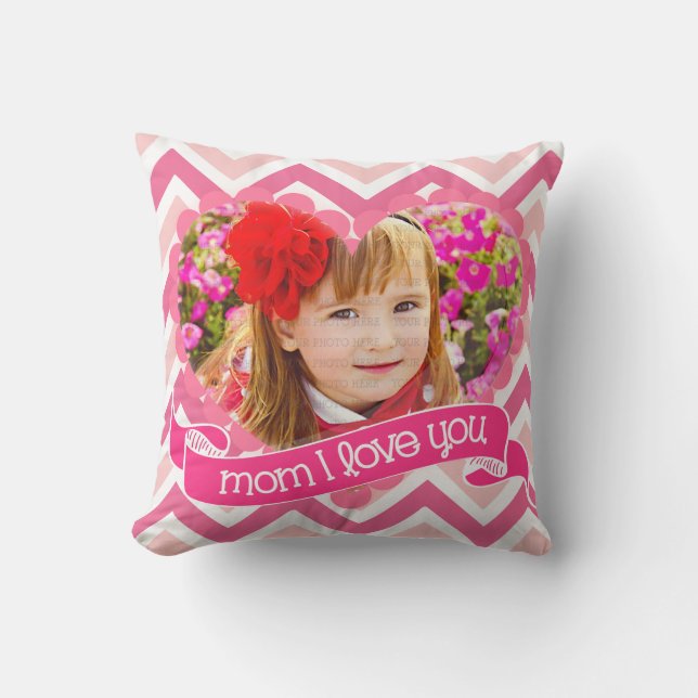 Moderne rosa Zickzack i-Liebe Sie Mama - Kissen (Vorderseite)