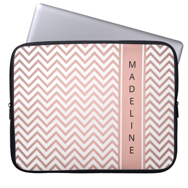 Moderne rosa Zickzack Muster Girl Imitate Rose Gol Laptopschutzhülle (Vorderseite)