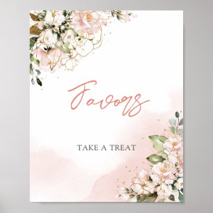 Moderne rosafarbene Blumengold Boho Geschenke Schi Poster