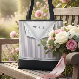 Moderne rosafarbene Brautparty mit Nadelstreifen f Tasche