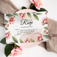 Moderne rosafarbene, florale Designer RSVP-Karten