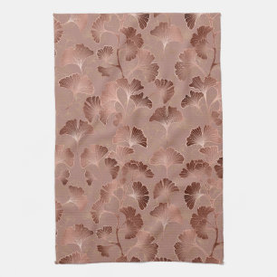 Moderne rosafarbene Ginkgoblatt Luxus-Muster Geschirrtuch