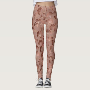 Moderne rosafarbene Ginkgoblatt Luxus-Muster Leggings
