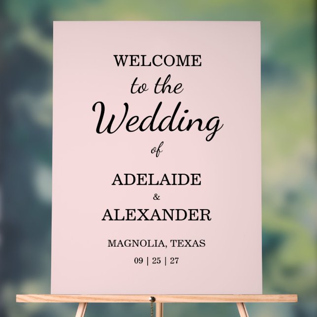 Moderne rosafarbene Hochzeit Acrylschild (Neutral)