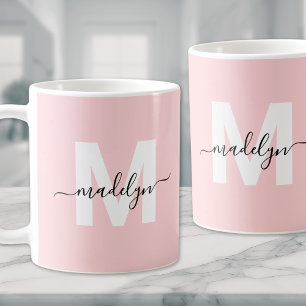 Moderne rosafarbene Monogramm Kaffeetasse