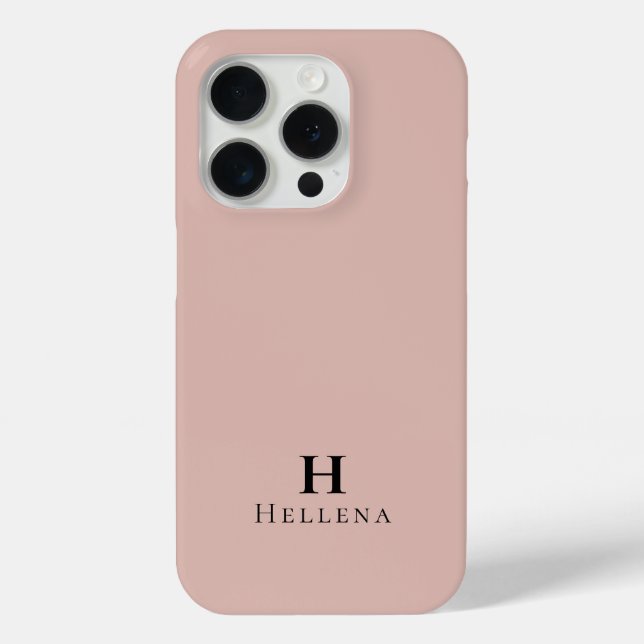 Moderne rosafarbene Monogramm-Name Case-Mate iPhone Hülle (Rückseite)
