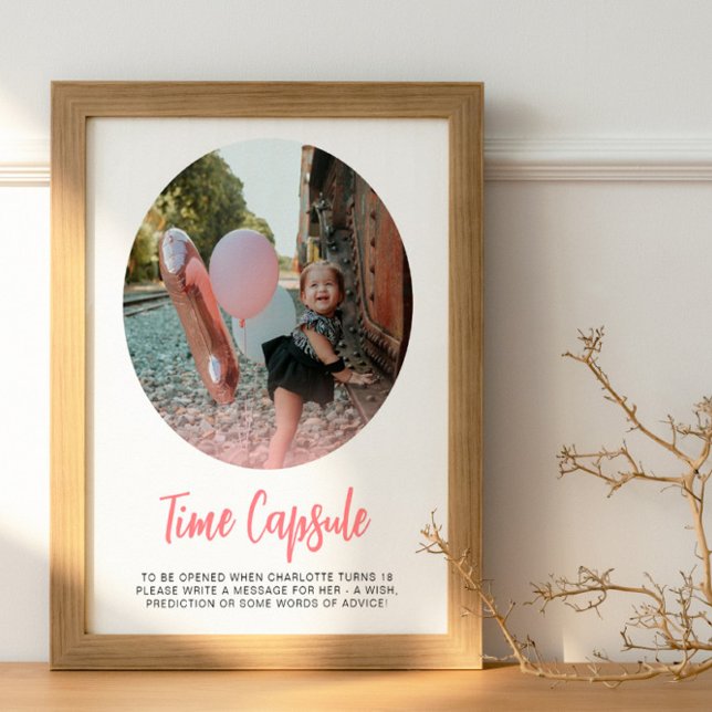 Moderne rosafarbene, runde Foto Kapsel Poster (Von Creator hochgeladen)