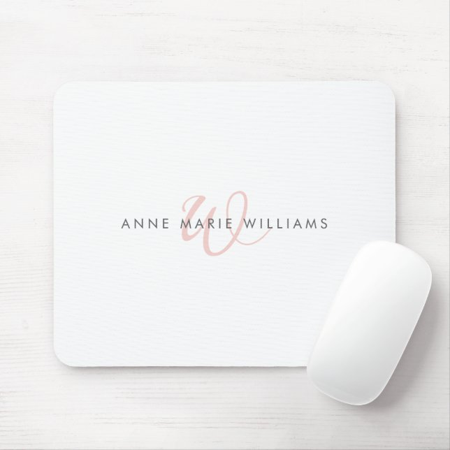 Moderne rosafarbene Schriftmonogramm Mousepad (Mit Mouse)