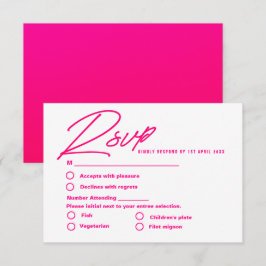 Moderne, rosafarbene und trendige Hochzeit RSVP Karte