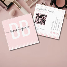 Moderne rosafarbene und weiße Monogramm-QR-Code