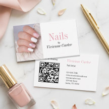 Moderne rosafarbene weiße Foto-Nageldesignerin QR-