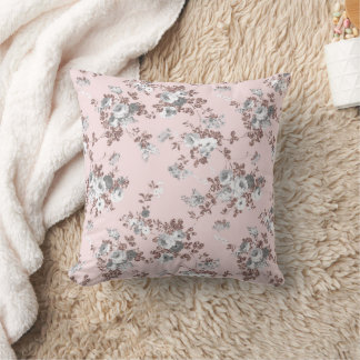 Moderne rosafarbene weiße Rosen-Gold-Glitter-Blume Kissen