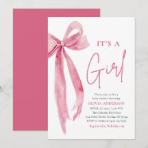 Moderne Rosafarbenes Schleifen-Baby-Shower 'It's a