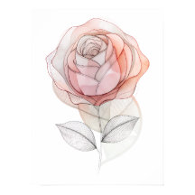 Moderne Rose Abstrakte Linie Kunst