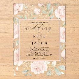 Moderne Rose Akryllische Hochzeitseinladung Acryleinladungen