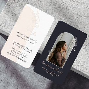 Moderne Rose Beauty Foto Schwarz Visitenkarte