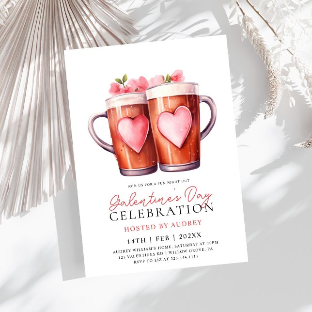 Moderne Rose Beer Galentine's Day Party Einladung (Von Creator hochgeladen)
