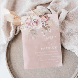 Moderne Rose & Blush Rose Wasserfarbenprächtige Ho Einladung