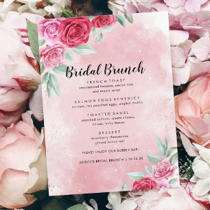 Moderne Rose Bridal Brunch Menü Menükarte