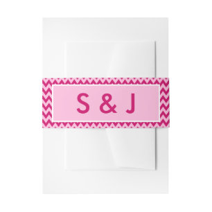 Moderne Rosé Chevron Monogramm Hochzeit Einladungsbanderole