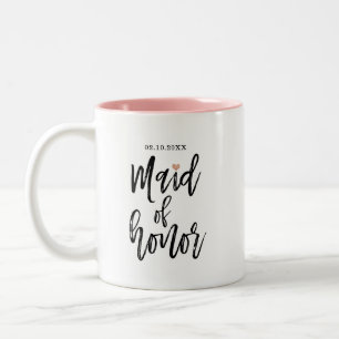 Moderne Rose für Pinselskripte Gold Herz Trauzeugi Zweifarbige Tasse