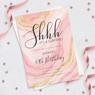 Moderne Rose Gold 40. Geburtstag Wasserfarbe Glitz Einladung
