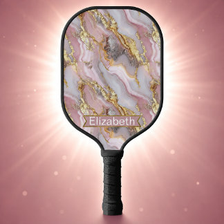 Moderne Rose Gold Achat gemusterte Personalisierte Pickleball Schläger