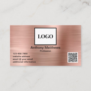 Moderne Rose-Gold-Add-Logos und QR-Code Visitenkarte