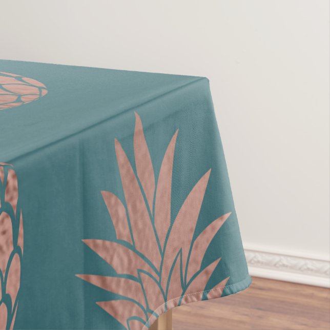 Moderne Rose Gold Aquamarines Ananas Muster Tischdecke (Beispiel)