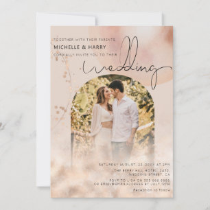 Moderne Rose Gold   Arch Foto Wedding Einladung