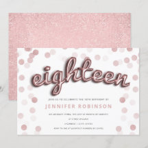 Moderne Rose Gold Balloons Glitzer 18. Geburtstag