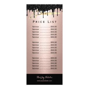 Moderne Rose Gold Black Tropfens Friseur Salon Pre Werbekarte