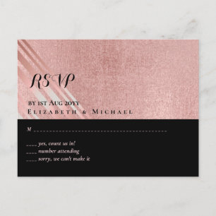 Moderne Rose Gold Black Wedding Postkarte