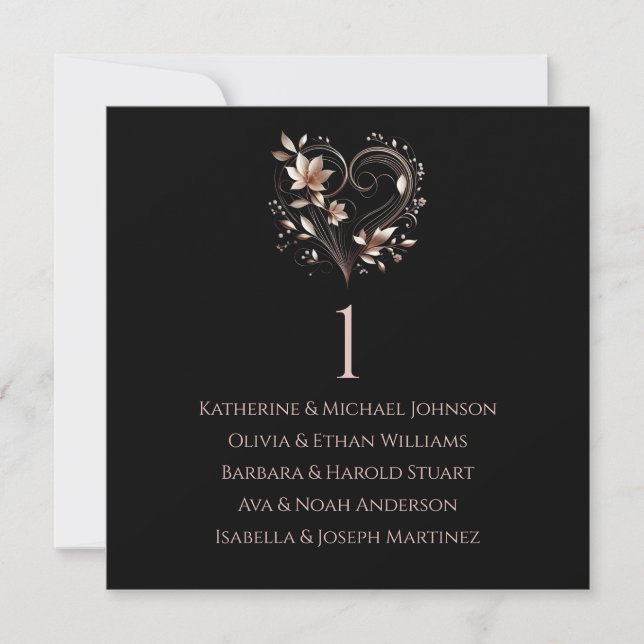 Moderne Rose Gold Blume Hochzeitssitzkarten- Einladung (Vorderseite)
