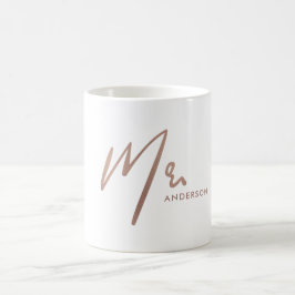 MODERNE ROSE GOLD BLUSH TYPOGRAPHIE HERR LETZTER N KAFFEETASSE