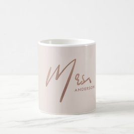 MODERNE ROSE GOLD BLUSH TYPOGRAPHIE MRS LETZTER NA KAFFEETASSE