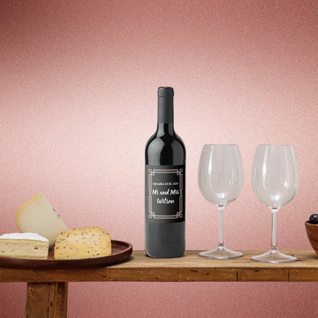 Moderne Rose Gold Border auf schwarzen Weinetikett (Von Creator hochgeladen)