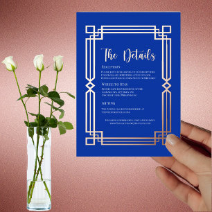 Moderne Rose Gold Border für Navy Blue Details Car Folieneinladung