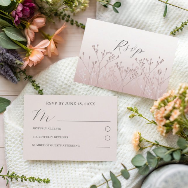 Moderne Rose Gold Botanische Hochzeit RSVP Karte (Von Creator hochgeladen)