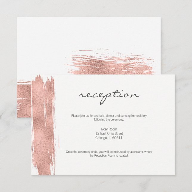 Moderne Rose Gold Brush Hochzeitskarte Einladung (Vorne/Hinten)