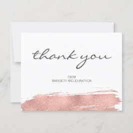 Moderne Rose Gold Brush Wedding Danke Karte