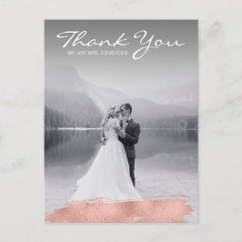 Moderne Rose Gold Brush Wedding Danke Postcard Postkarte