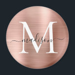 Moderne Rose Gold Brushed Metal Monogram Script Magnet<br><div class="desc">Moderne Rose Gold Brushed Metal Monogram Script Magnet</div>